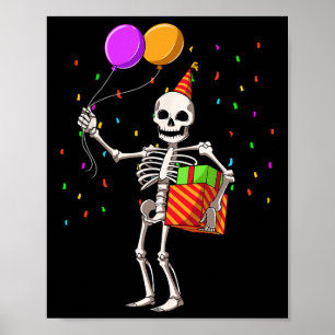 Póster Fiesta de cumpleaños de Halloween Skeleton Cumplea