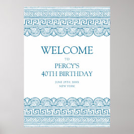 Póster Fiesta de cumpleaños de historia antigua Toga azul