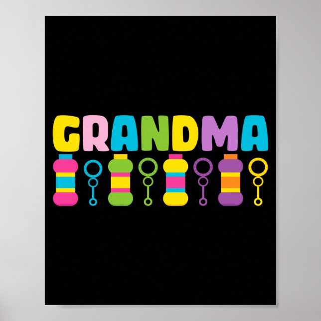 Póster Fiesta de cumpleaños de la abuela Burbuja temática (Frente)