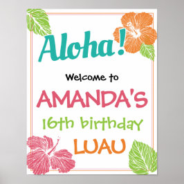 Póster Fiesta de cumpleaños de Luau, Isla de los Colores