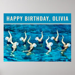 Póster Fiesta de Cumpleaños de Natación para Nadador