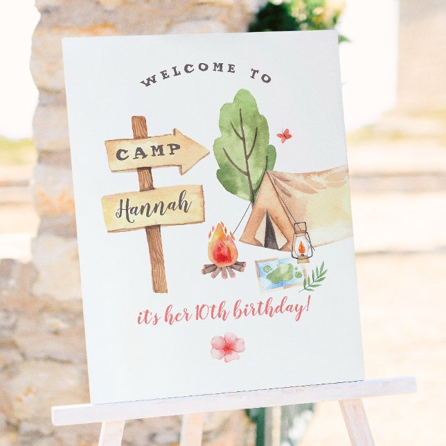 Póster Fiesta de cumpleaños de niñas de camping en el pat (Subido por el creador)