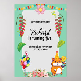 Póster Fiesta de cumpleaños de niño con tema de martillo