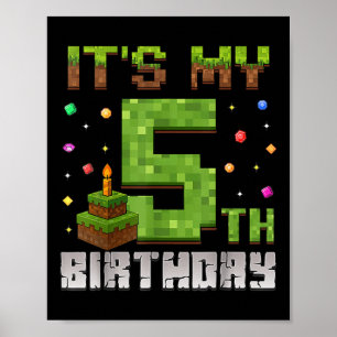 Póster Fiesta de cumpleaños de niño es mi quinto jugador 