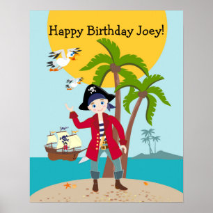 Póster Fiesta de cumpleaños de niño pirata