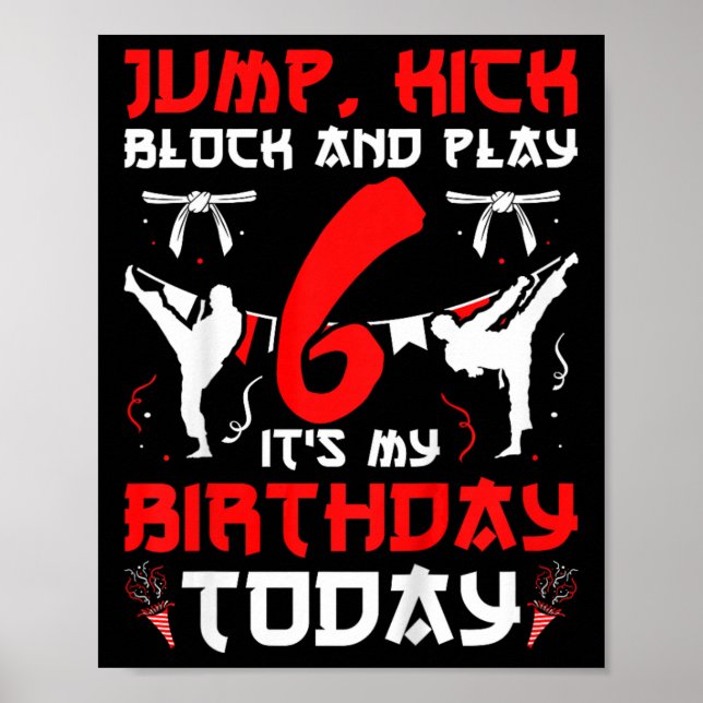 Póster Fiesta de cumpleaños de niños de 6 años de Karate (Frente)
