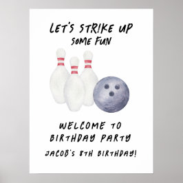 Póster Fiesta de cumpleaños de niños de bolos