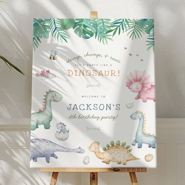Póster Fiesta de cumpleaños de niños dinosaurios Stomp, C (Subido por el creador)