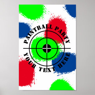 Póster Fiesta de cumpleaños de paintball personalizada co