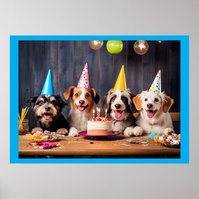 Póster Fiesta de Cumpleaños de Perros (Frente)