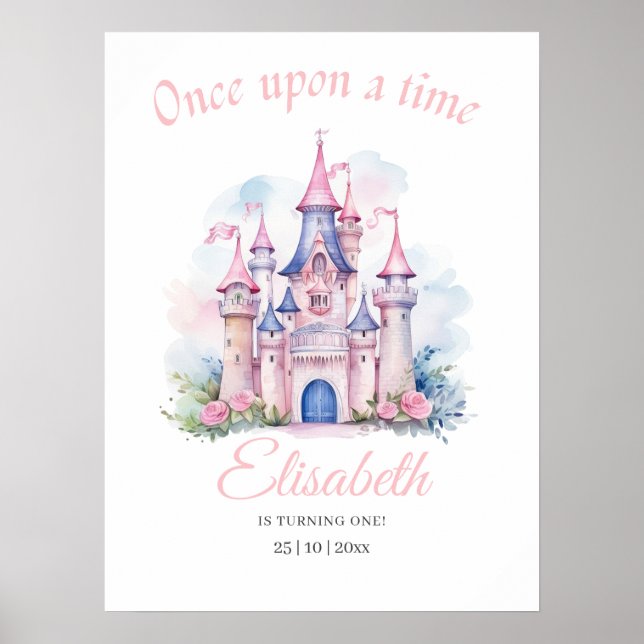 Póster Fiesta de Cumpleaños de Princesa Castillo de Cuent (Frente)