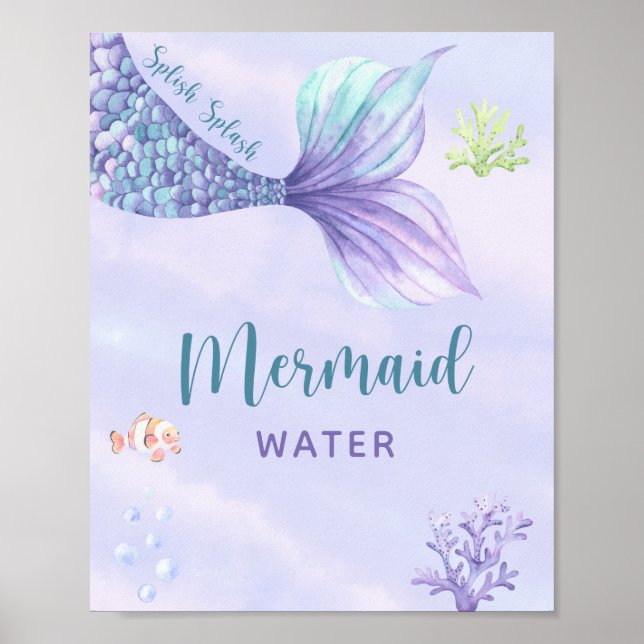 Póster Fiesta de cumpleaños de sirena bajo el mar (Frente)