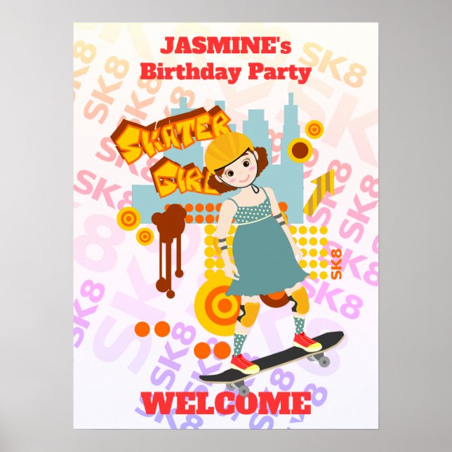 Póster Fiesta de cumpleaños de Skate Park Fun Boy (Frente)