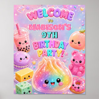 Póster Fiesta de Cumpleaños de Squishies de Dumpling Bril