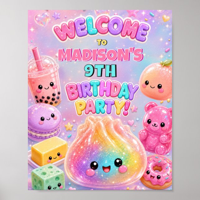 Póster Fiesta de Cumpleaños de Squishies de Dumpling Bril (Frente)