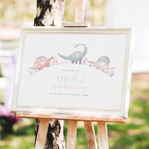 Póster Fiesta de cumpleaños de Turquoise & Gold Chica Din