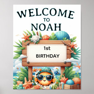 Póster Fiesta de cumpleaños de un aliado de O-fish