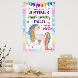 Póster Fiesta de cumpleaños de unicornio mágico para cual