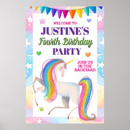 Póster Fiesta de cumpleaños de unicornio mágico para cual