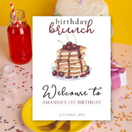 Póster Fiesta de cumpleaños de Watercolor Pancakes