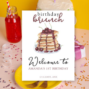 Póster Fiesta de cumpleaños de Watercolor Pancakes