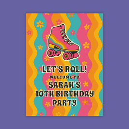 Póster Fiesta de cumpleaños del Chica Retro Roller Skate