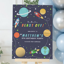 Póster Fiesta de Cumpleaños del Cohete Espacial