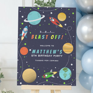 Póster Fiesta de Cumpleaños del Cohete Espacial