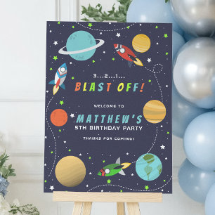 Póster Fiesta de Cumpleaños del Cohete Espacial