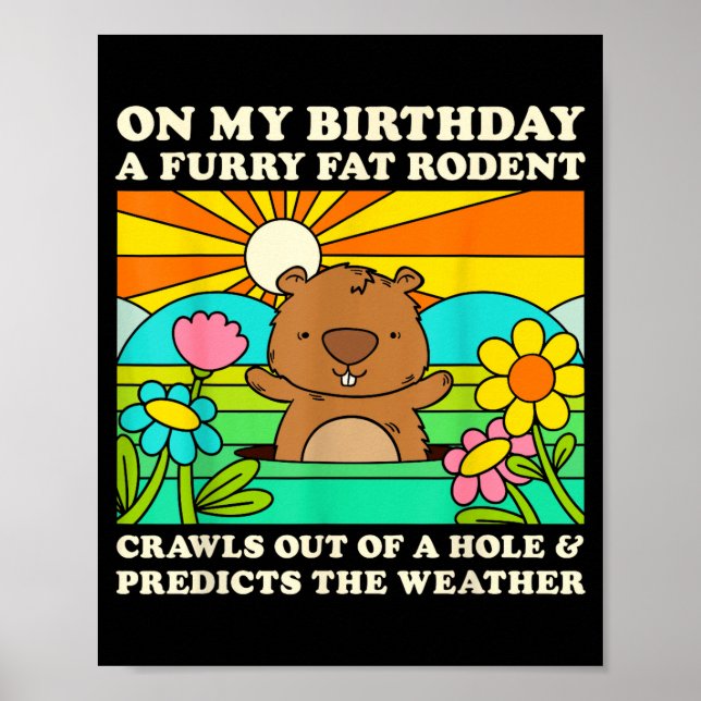 Póster Fiesta de cumpleaños del Día de la marmota diverti (Frente)
