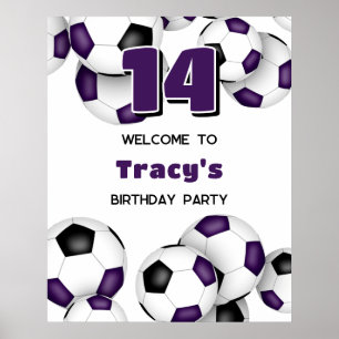 Póster fiesta de cumpleaños del equipo de fútbol negro mo