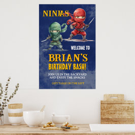 Póster Fiesta de Cumpleaños del Guerrero Ninja Furtivo