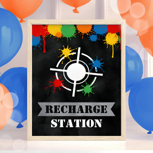 Póster Fiesta de cumpleaños del niño de Paintball Recharg