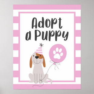 Póster Fiesta de cumpleaños del tema del perro   Adoptar