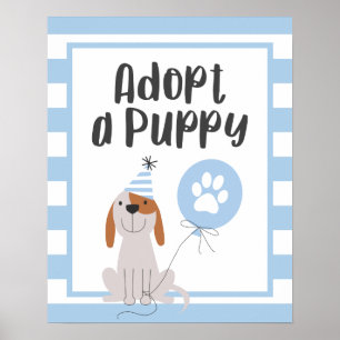 Póster Fiesta de cumpleaños del tema del perro   Adoptar