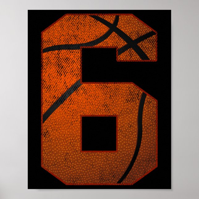 Póster Fiesta de cumpleaños Día de baloncesto de seis año (Frente)