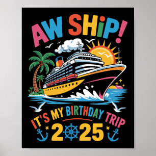 Póster Fiesta de cumpleaños en crucero por barco Vacacion