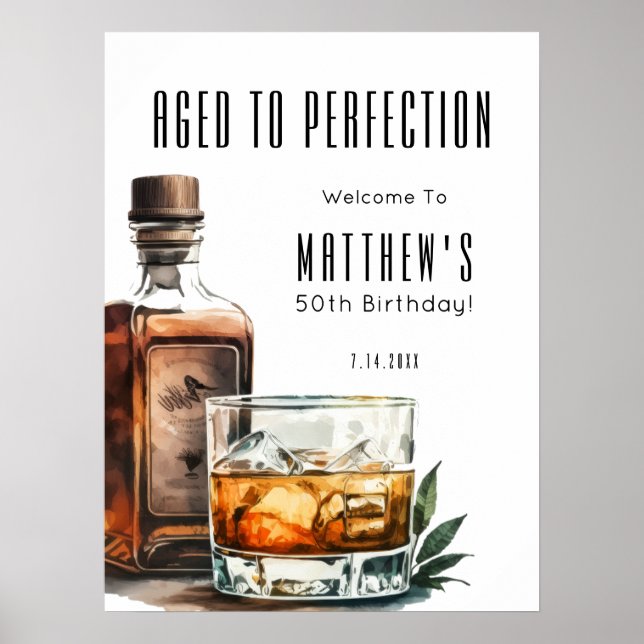 Póster Fiesta de Cumpleaños Envejecido a la Perfección (Frente)