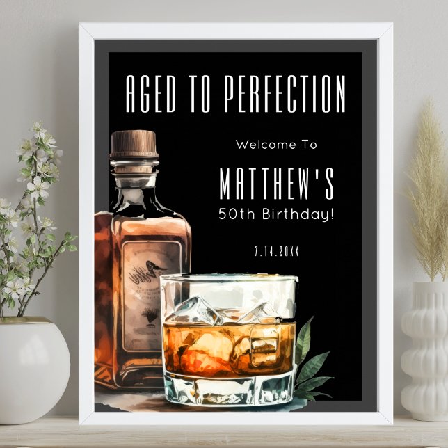 Póster Fiesta de Cumpleaños Envejecido a la Perfección (Aged To Perfection Birthday Party Poster)