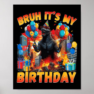 Póster Fiesta de Cumpleaños Kaiju Japón Monstruo Dinosaur