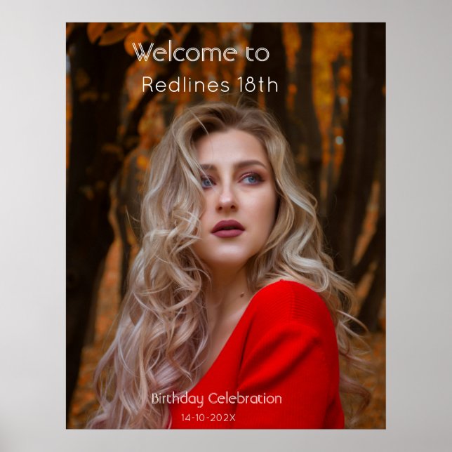 Póster Fiesta de Cumpleaños Moderna Foto de Bienvenida Le (Frente)