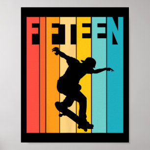 Póster Fiesta de cumpleaños número 15 de patinaje para pa
