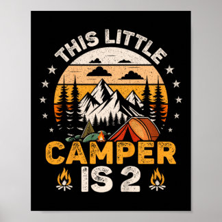 Póster Fiesta de cumpleaños número 2 acampando Niña Chico