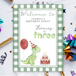 Póster Fiesta de cumpleaños número 3 de Dino Adorable