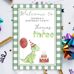 Póster Fiesta de cumpleaños número 3 de Dino Adorable