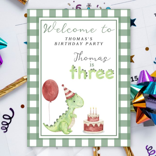 Póster Fiesta de cumpleaños número 3 de Dino Adorable  (Subido por el creador)