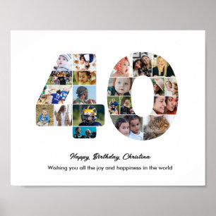 Póster Fiesta de cumpleaños número 40 Colage de fotos núm