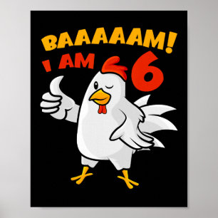Póster Fiesta de cumpleaños número 6 de Pollo Granja Gall