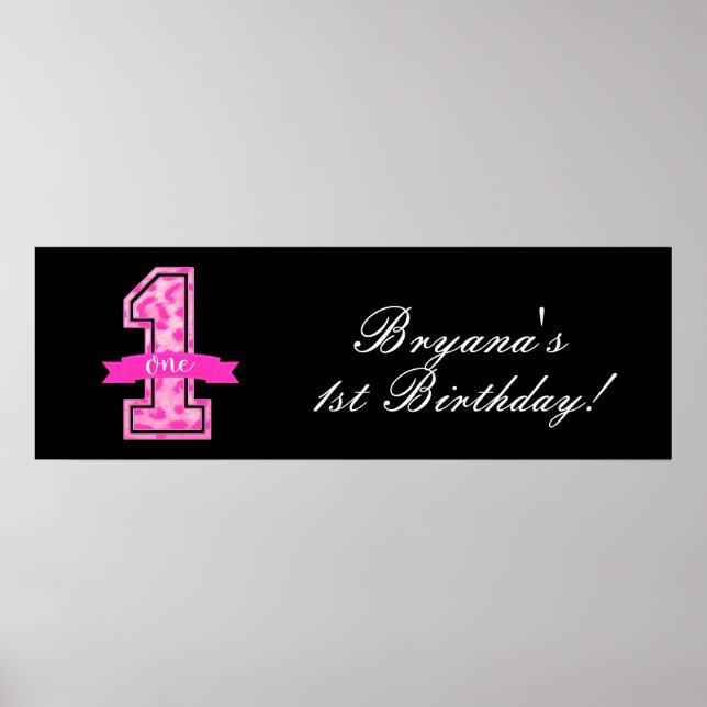 Póster Fiesta de cumpleaños número uno con estampado de l (Frente)