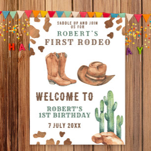 Póster Fiesta de cumpleaños número uno de COWBOY